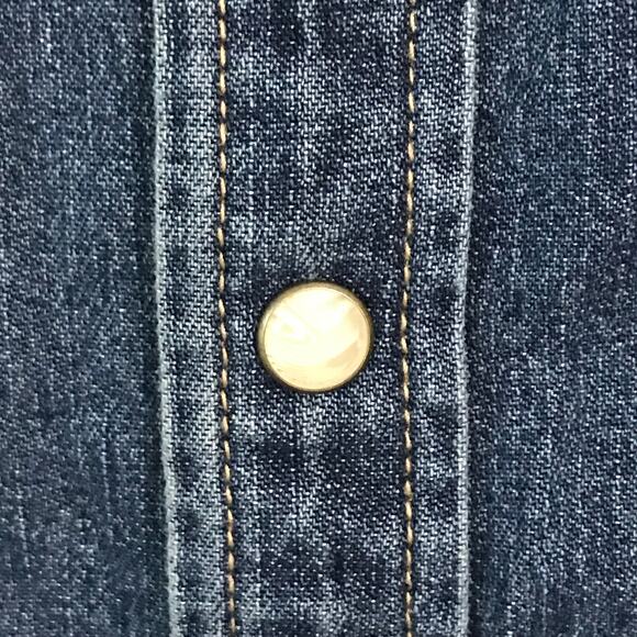 Tecovas Shirt Medium Mens Denim Western Pearl Snap Short Sleeve Cowboy Rodeo - Picture 7 of 10